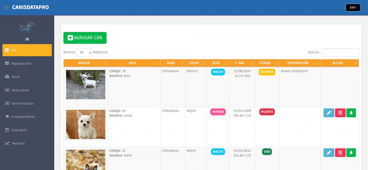 Módulo de ingreso de canes
